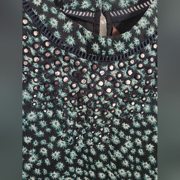 Anthropologie Ranna Gill Flutter Long Sleeve Tunic Mini Dress Green Size Medium - Picture 11 of 12